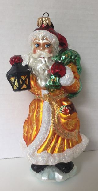 Vintage Christopher Radko Santa Glass Christmas Ornament 1990 