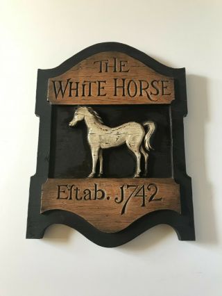The White Horse Scotch Whiskey Pub Wood Sign Vintage Advertising Bar Room Décor