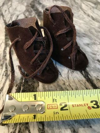 Vtg 1940s 12 " 13 " 14 " Baby Doll Tall Lace Up Boots Shoes Brown Soft 1 7/8 " Foot