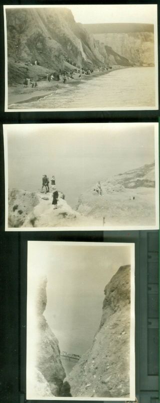 Vintage Photo 1928 Isle Of Wight Alum Bay Crowded Beach Beach Bay Cliffs Seaside