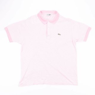 Vintage Lacoste Pink & White Stiped Polo Shirt Size Women 