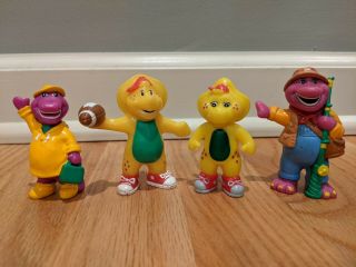 Barney Toy Figures,  Pvc,  Cake Toppers,  Set Of 4,  Vintage,  Sports,  Fishing Toddle