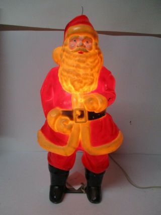 Vintage Hard Plastic Blow Mold Christmas Light - Standing Santa Claus