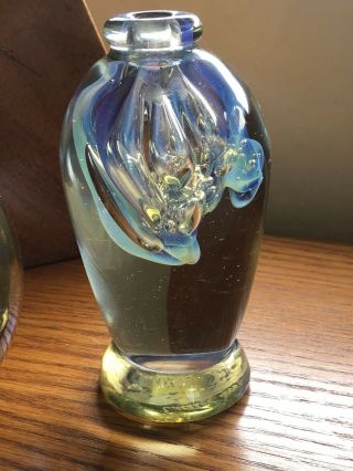 Vintage Robert Eickholt Art Glass Opalescent Bubbles Perfume Bottle