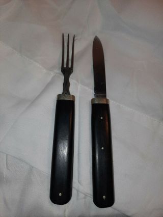 Vintage Wusthof Nesting Travel Knife And Fork Set