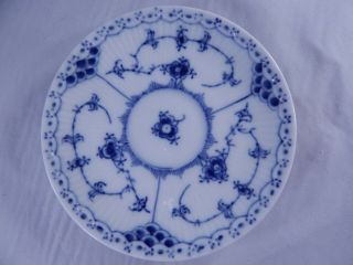Vintage Royal Copenhagen Teacup Saucer 719 Half Lace Blue Fluted Set 2nd Quality 3