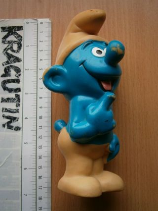 The Smurfs Vintage Rubber Toy Doll Puppet Dopey Smurf Yugoslavia Biserka Art