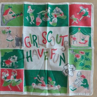 Girl Scouts Of America Vintage Girl Scouts Have Fun Handkerchief Hanky 12 " Sq.