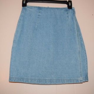 Vintage 90’s Light Denim High Waist Wrap Skirt By Rafaella Jeans Size 4