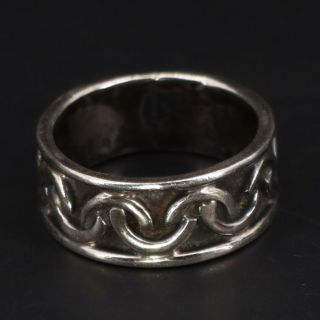 Vtg Sterling Silver - Mexico Signed Modern Curved Overlay Band Ring Size 7 - 5g