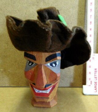 Vintage Hand - Carved Wooden Puppet Head