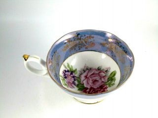 Vintage Lm Royal Halsey Very Fine China Tea Cup Purple Luster Floral