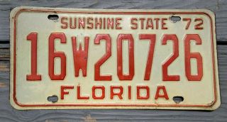 Vintage 1972 Florida License Plate 16w20726