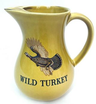 Wild Turkey Whisky Vintage Barware Advertising Jug 6 " Pitcher Yellow Gold Trim