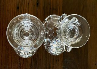 Candlestick Holder Pair Vintage Clear Pressed Glass Grape Circle Bowl Art Deco 2