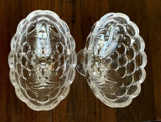Candlestick Holder Pair Vintage Clear Pressed Glass Grape Circle Bowl Art Deco 3