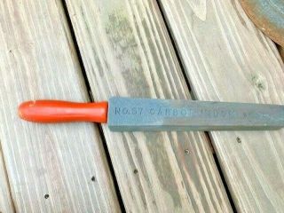 Vintage No.  57 Carborundum 14” 9” Stone Orange Handle Whetstone Knife Sharpener