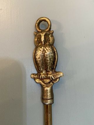 Vintage Brass Shoe Horn With Owl 19.  75 " Long