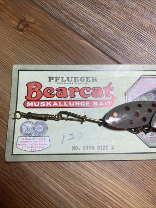 Vintage Fishing Lure Pflueger Bearcat Musky NOS On Card Old Bait 2