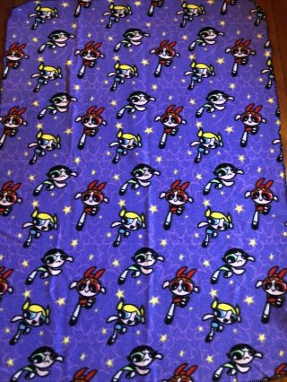Vintage Rare 2001 Cartoon Network Powerpuff Girls Purple Throw Blanket 58”x 44”