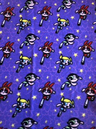 Vintage RARE 2001 Cartoon Network Powerpuff Girls Purple Throw Blanket 58”X 44” 2