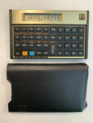Vintage Hp 12c Hewlett Packard Financial Calculator & Soft Case In Shape