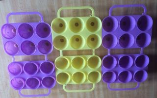 Jello Jigglers 3 Vintage Etched Easter Egg Molds Purple Yellow Shots Shooters