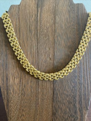 Vintage 80s Necklace Statement Collar Heavy Gold Tone Chunky Retro Kitsch Runway