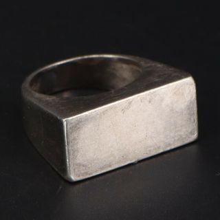 Vtg Sterling Silver - Solid Engravable Flat Top Id Signet Ring Size 4.  75 - 6g