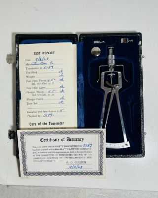 1963 Vintage Tonometer Schioetz Paperwork Manaul