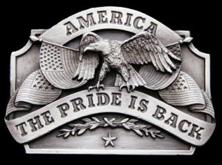 Ii07132 Nos Vintage 1986 America The Pride Is Back Pewter Buckle