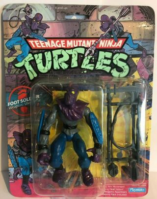 Tmnt Playmates 1988 Foot Soldier Action Figure 10 Back Carded Figure