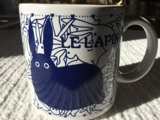 Vintage Taylor & NG Le Lapin Naughty Rabbit Bunny Blue Mug Coffee Cup 1993 2