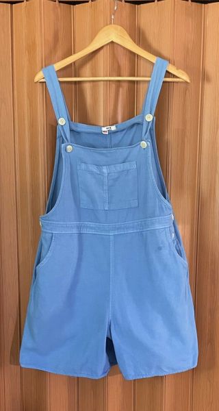 Vintage Blue Cotton Overalls Shorts Size Xl Usa Made