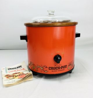 Vintage Rival Crock Pot Red Flame Orange Model 3100/2 Slow Cooker 3.  5 Qt Retro