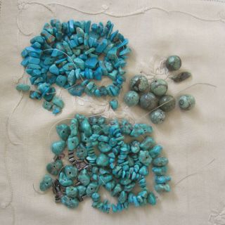 Loose Vintage Turquoise Stones,  Various Sizes - Drilled; For Jewelry,  Crafts