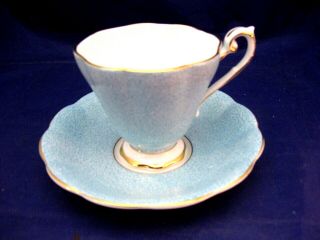 Vintage Royal Standard Pedestal Tea Cup & Saucer - Blue Spatter Decoration