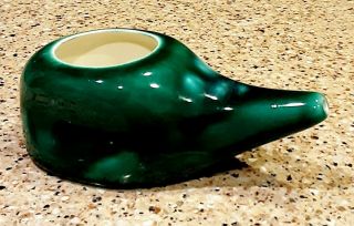 Vintage Green Ceramic Neti Pot In Pristine