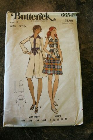 Vintage Butterick Sewing Pattern Dress Size 14 6654 - Complete