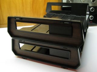 Vtg Rogers Stak - Ette Desktop Tray File Holder Black Wood Plastic Organizer Usa