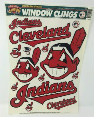 Cleveland Indians Window Clings Chief Wahoo Vtg 1996 Made In Usa