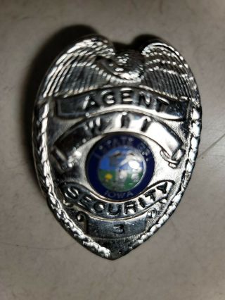 Vintage Authentic Agent Amf Security Officer Officials State Of Iowa Badge