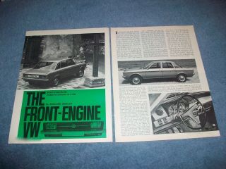1971 Volkswagen K 70 Vintage Info Article " The Front - Engine Vw " K - 70