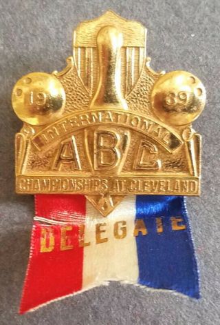 1939 American Bowling Congress Tournament Delegate Brass Delegate Pin