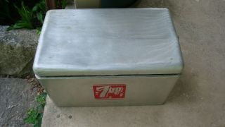 Vintage 7up Cooler Alcoa Aluminum 60s With Dry Tray,  Side Latches,  Drain Plug