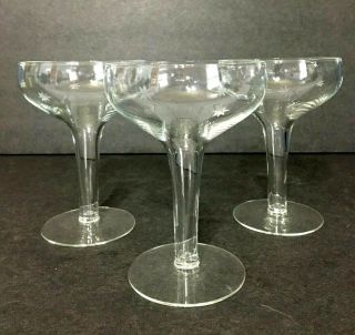Vintage Star / Sun Etched Hollow Stem Champagne Coupes Set Of 3