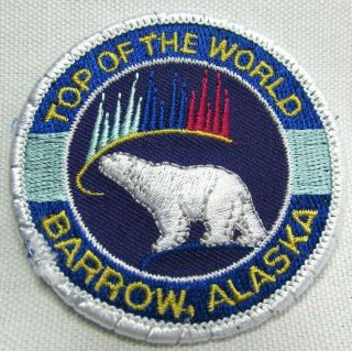 Vtg Top Of The World Barrow Alaska Jacket Patch Badge Polar Bear Northern Lights