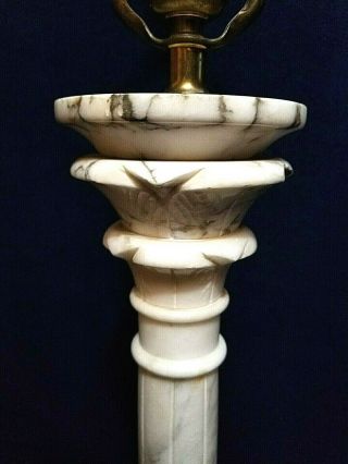 Vintage Marble Alabaster Column Table Lamp Neo Hollywood Regency Italian 2