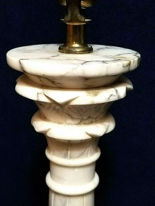 Vintage Marble Alabaster Column Table Lamp Neo Hollywood Regency Italian 3