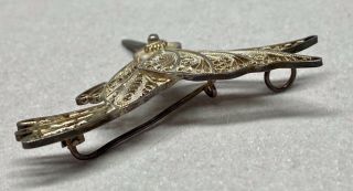Vintage Hummingbird Pin Brooch Pendant Filigree Silver Tone Mexico 3